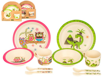 Набір дитячого, бамбукового посуду Eco "Bamboo fibre kids set" 5 предметів