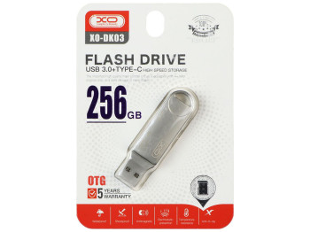 USB флеш-накопичувач XO DK03 USB3.0+Type C 256GB Колір Сталевий
