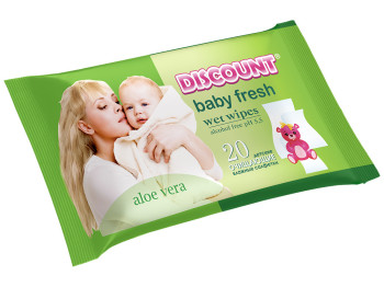Влажные салфетки детские Discount "С экстрактом алоэ вера" BigSize 20шт