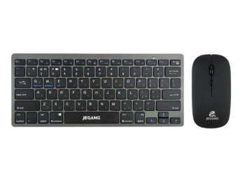 Клавиатура и мышь Jeqang JB-326, dual-mode(2.4G+Bluetooth), ножничные, раскладка Eng/Ukr, цвет серый