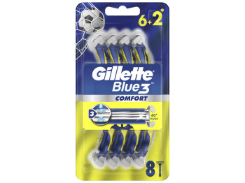 Бритва для гоління Gillette Blue 3 Comfort, одноразовий, 3 леза, пластик, хром, 8шт
