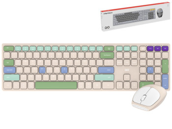 Беспроводная клавиатура и мышь Fantech Go WK895 Silent Click, Цвет Бежевый