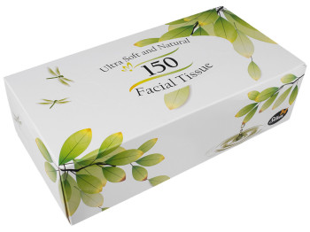 Серветки косметичні TM Silken "Natural" двошарові, зелений брикет 20х20см 150шт