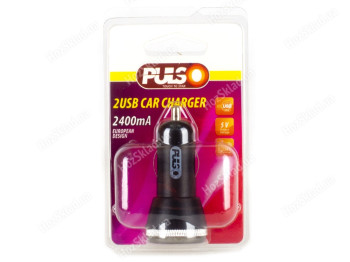 Автомоб. зарядний пристрій - перех. від прикур. PULSO C-2402BK 2USB (12/24V - 5V 2,4A) 82269