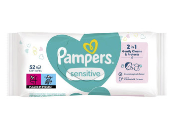 Дитячі вологі серветки Pampers Sensitive, 52шт