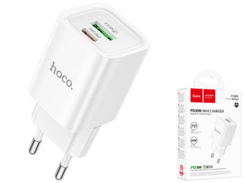 Мережевий зарядний пристрій Hoco C149A 1USB/1USB-C PD/QC 30W, колір бiлий