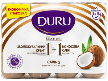 Крем-мило Duru Caring, зволожувальний крем і кокосова олія, 80 г (4 шт)