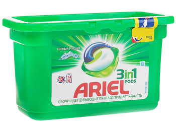 Жидкий гель в растворимых капсулах ARIEL Горный родник 12х27г