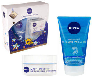 Набір подарунковий Nivea "Мейк-ап експерт" (гель для вмивання 150мл, крем-флюїд для обличчя 50мл)