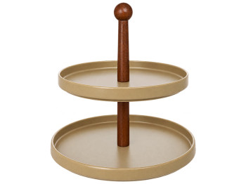 Підставка для десертів двоярусна Natural Serving Grey з ручкою, 26,5×26,5×26 см