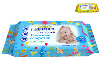 Вологі серветки дитячі Florica "Алое вера" 15шт