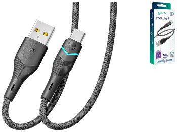 Кабель USB Ridea RC-RL15 RGB Light Type-C 3A 1,2м Цвет Черный