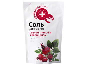 Соль для ванн "Домашний доктор" с белой глиной и шиповником дой-пак 500г