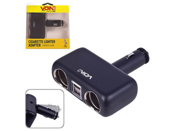 Розгалужувач прикурювача Voin 2 виходи + 2USB, 2400mA, 12/24V, SC-2004, змін. кут