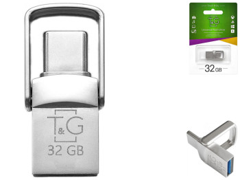 USB флеш-накопичувач T&G OTG 32GB Type C, металева серія 104, колір Сталевий