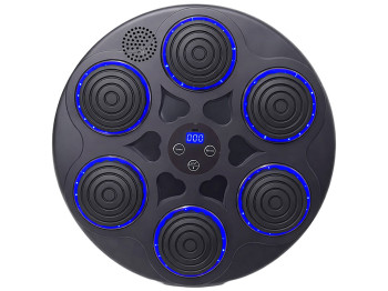 Тренажер боксерский музыкальный, настенный, ABS пластик, LED подсветка, Bluetooth, 38см, цвет черный