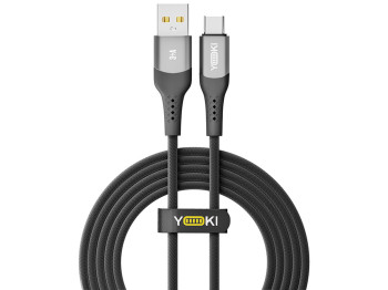 Кабель Yoki Solid, USB-A — Type-C, 3A, 2м, Черный