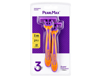 Бритви одноразові жіночі PearlMax Super Stainless з 3 лезами, 2 шт.
