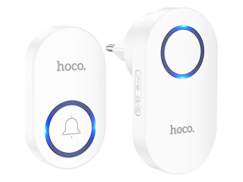 Смарт-дзвінок дверний Hoco HI25, бездротовий, до 150м, 60 мелодій, акумулятор 210mAh, колір білий