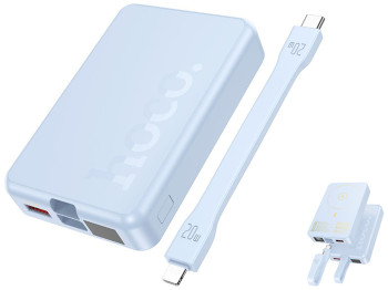 Універсальна мобільна батарея Hoco Q24 Elegant 22.5W+PD20W with cable and magnetic 10000mAh Блакитни