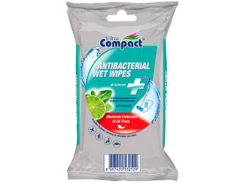 Влажные салфетки Ultra Compact Antibacterial, лайм и мята, 15шт