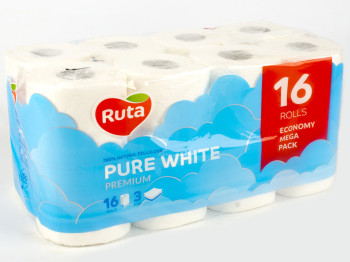 Бумага туалетная "Ruta" Pure White белая трехсл. (цена за уп. 16 рулонов)