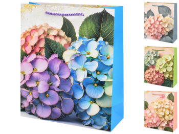 Пакет подарунковий паперовий Ortensia S, з ручками, 18×23×10 см, 4 дизайни (ціна за 1шт)