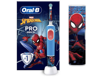 Електрична зубна щітка Oral-B Pro Kids Spiderman для дітей від 3 років із дорожнім чохлом