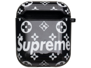 Футляр для Навушників Airpods 1/2 Glossy Brand, 04, Supreme black
