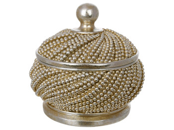 Скринька для прикрас Pearl, полірезина, 13×12,5см, колір шампань