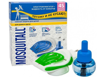 Комплект от комаров Mosquitall Мягкая защита для детей, 45 ночей, 30мл