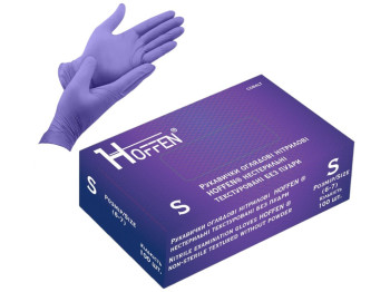 Рукавички Hoffen, нестерильні, текстуровані, нітрил, розмір S, 3,5г, колір кобальт, 50шт/уп