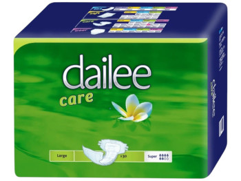 Подгузники для взрослых Dailee Care Super Large, 6 капель, до 2500мл, 100-145см, 43х28х19см, 30шт/уп