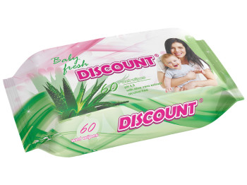 Влажные салфетки детские "Discount" "C экстрактом Алоэ Вера" 60 шт