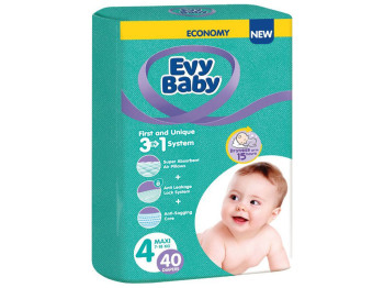 Підгузники дитячі Evy Baby Elastic Twin Maxi, розмір 4 (7-18кг) 40шт