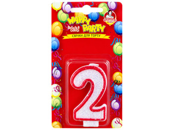Свечка для торта Помічниця Happy Party Розовая глазурь цифра 2, 7,5 см