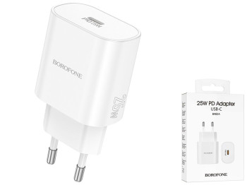 Сетевое зарядное устройство Borofone BA82A 1USB-C PD/QC 25W, цвет белый