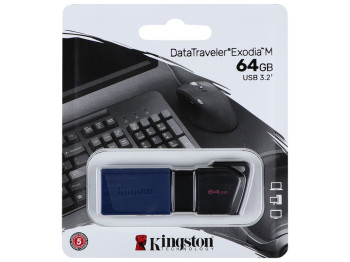 USB флеш-накопичувач 3.2 Kingston DataTraveler Exodia M 64GB, Чорно-блакитний