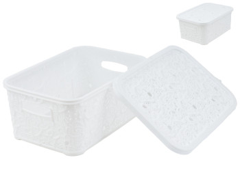 Корзина с крышкой "Ажур" (цвет - белый) 6л Efe plastics