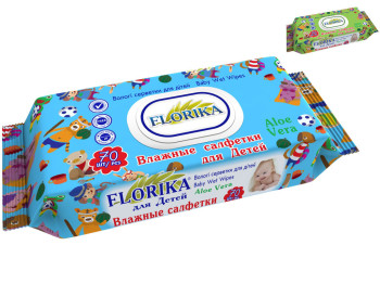 Вологі серветки дитячі Florica "Алое вера" 70шт з клапаном 50356-1
