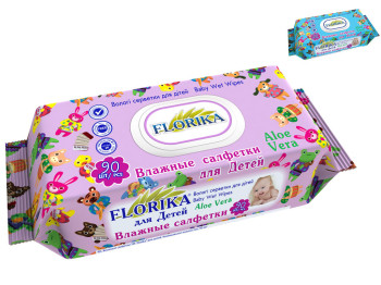 Вологі серветки дитячі Florica "Алое вера" 90шт з клапаном