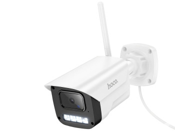 Камера вулична Hoco D4, HD 1080, Wi-Fi, IP65, кабель 3м, пластик, алюміній, 106×65×80мм, колір білий