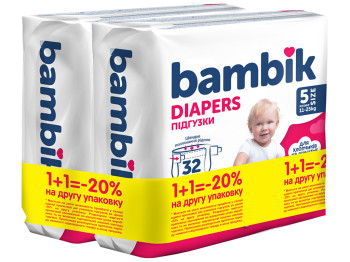 Підгузки дитячі Bambik Medium, одноразові, розмір 5 JUNIOR, 11-25кг, 64шт