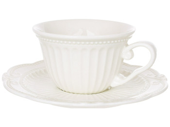 Чашка з блюдцем з порцеляни Elegance White, біла, 220 мл