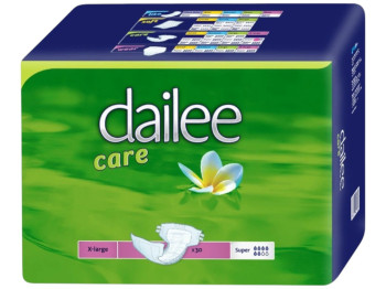 Підгузки для дорослих Dailee Care Super ExtraLarge, 6 крапель, до 2700мл, 46х28х19см, 30шт/уп