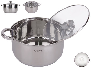 Каструля з кришкою GUSTO Nuovo капсульне дно, нержавіюча сталь 6,1л D24см GT-1500-24