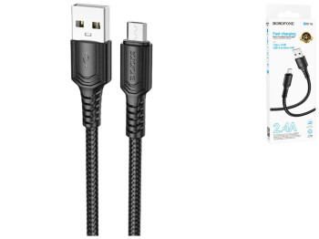 Кабель USB Borofone BX116 Micro 2.4A, 1м, цвет черный