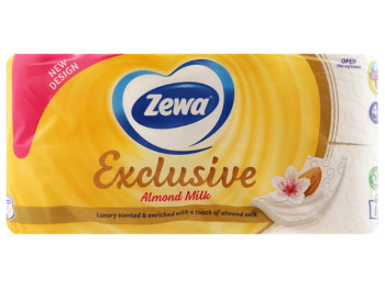 Туалетная бумага Zewa Exclusive Almond Milk, 4х слойная (цена за упаковку 8шт)