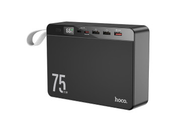 Power Bank Hoco J94 Overlord22.5W, 75000mAh, літій-полімерний, LED-дисплей, ліхтарик, ABS+PC, чорний