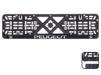 Рамка номера пластикова з хромованим рельєфним написом PEUGEOT
